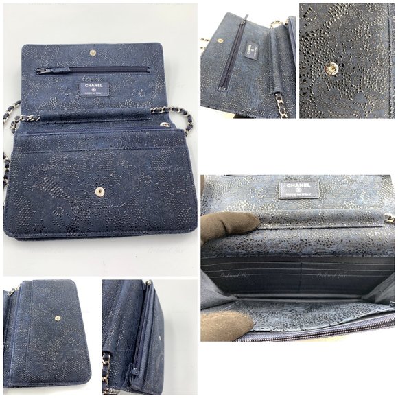 Authentic CHANEL Lace Embossed Wallet-on-the-chain WOC Crossbody Flap bag - Picture 13 of 16